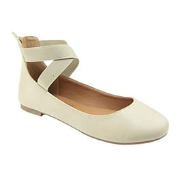 ANNA Dana-20 Womens Classic Ballerina Flats Elastic Crossing Straps